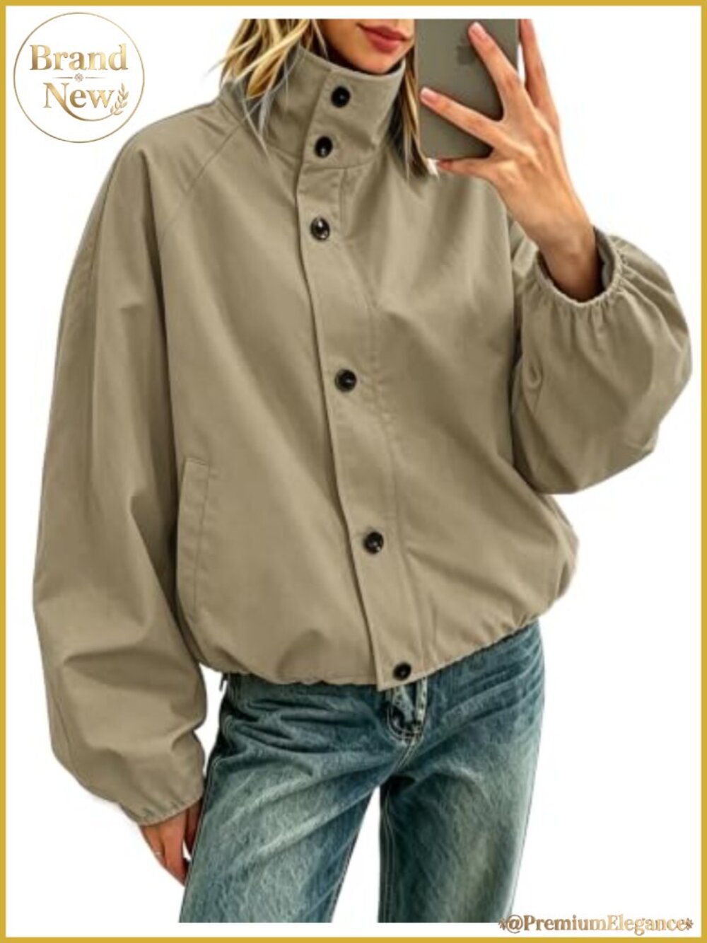 Women's Funnel Neck Bomber Jacket Waterproof Windbreaker Oversized